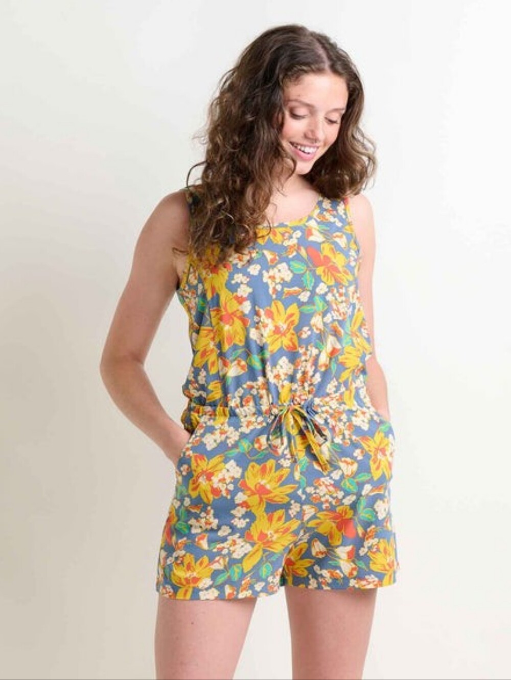 Toad&Co Sunkissed Livvy Floral Tie-Waist Romper Size XL